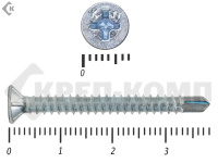 Саморез оконный со сверлом, Белый цинк, под автомат 3,9х38 Kn Фасовка (500шт)