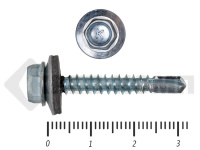 Саморез кровельный цинк, с шайбой EPDM, PT-3, 4,8х32 К КРЕП-КОМП (3000шт)