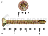 Саморез оконный со сверлом, Жёлтый цинк, под автомат 3,9х35 Kn (8000шт)
